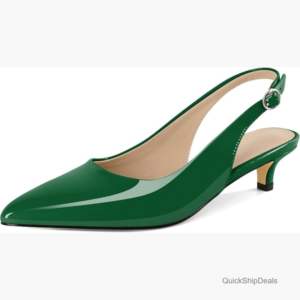 Microfiber Slingback Heels Kitten Heels Pumps Pointed Toe Dress Shoes